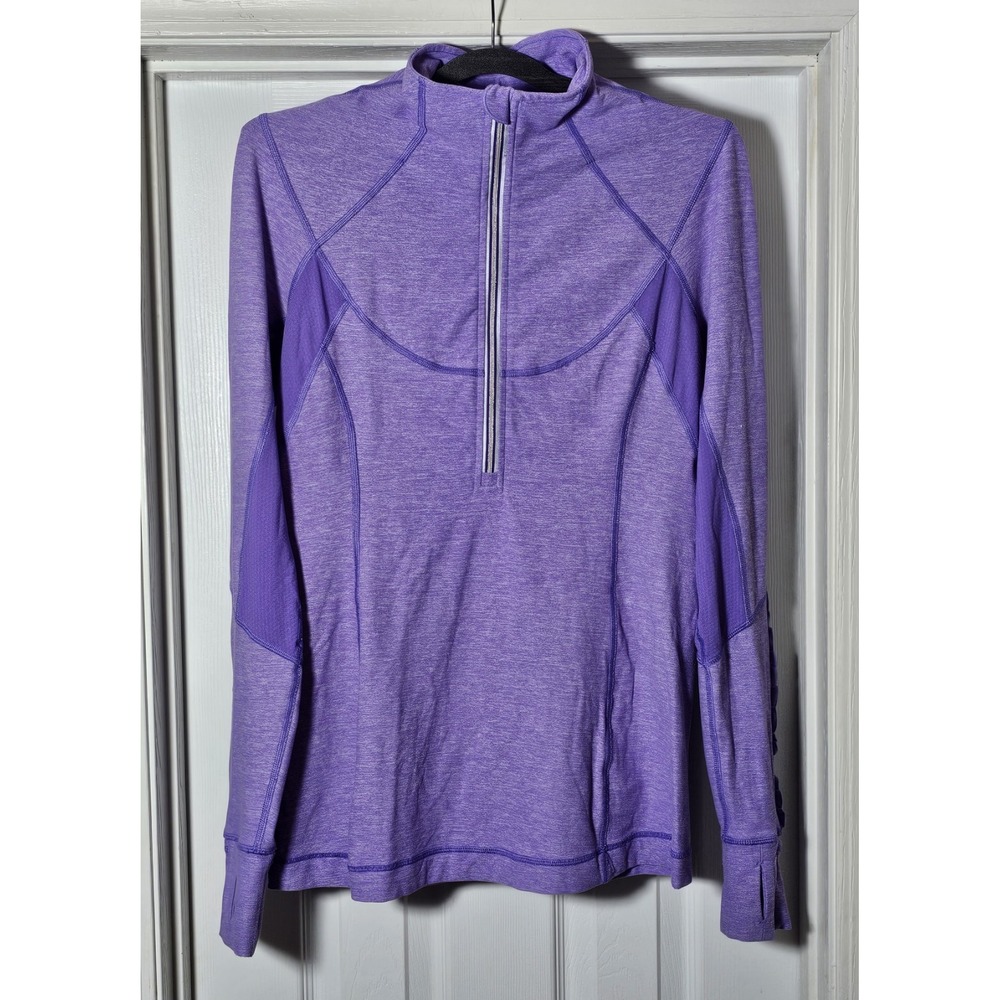 Lululemon Heathered Purple Quarter Zip‎ Pullover Running Jacket Sz 10 Reflective